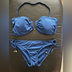 Bar III Blue Bikini Set with Gold Accents